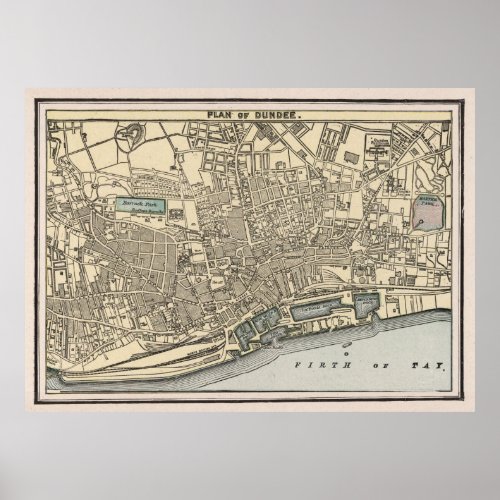 Vintage Map of Dundee Scotland 1901 Poster