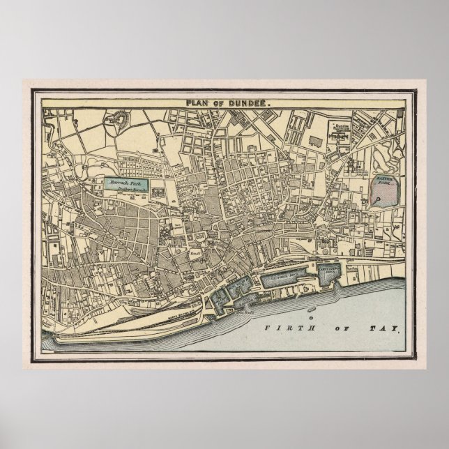 Vintage Map of Dundee Scotland (1901) Poster (Front)