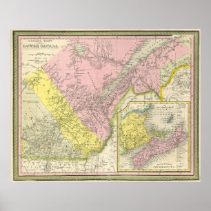 Vintage Map of Eastern Canada (1850) Poster