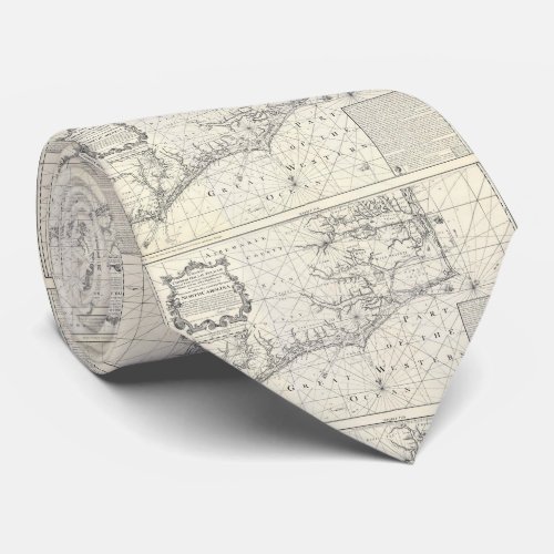 Vintage Map of Eastern North Carolina 1738 Tie