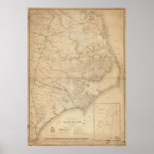 Vintage Map of Eastern North Carolina (1862) Poster