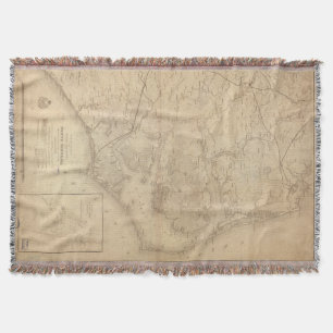Vintage Map of Eastern North Carolina (1862) Throw Blanket