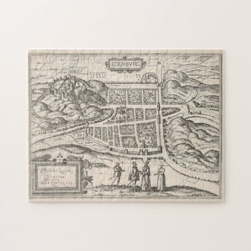 Vintage Map of Edinburgh Scotland 1581 Jigsaw Puzzle