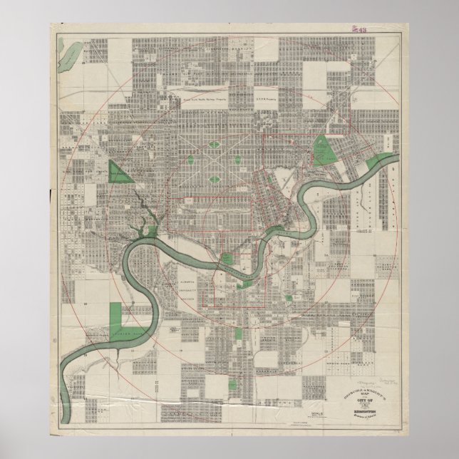 Vintage Map of Edmonton Canada (1912) Poster (Front)