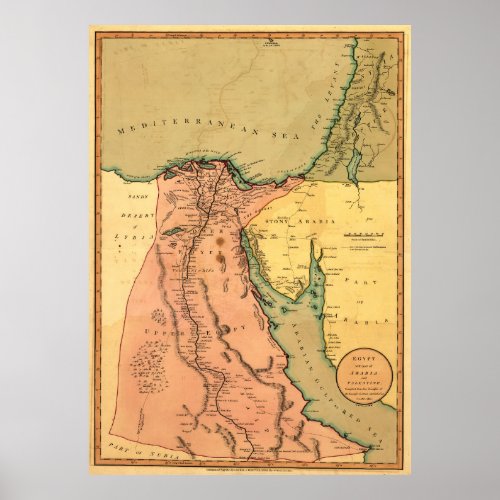 Vintage Map of Egypt 1800 Poster