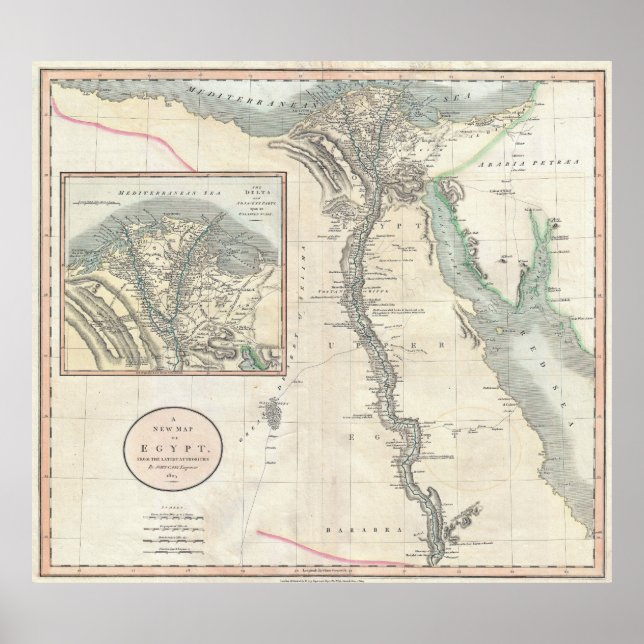 Vintage Map of Egypt (1805) Poster (Front)