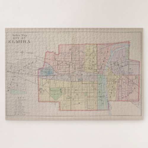 Vintage Map of Elmira New York 1896 Jigsaw Puzzle