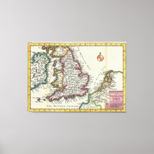 Vintage Map of England 1747 Canvas Print