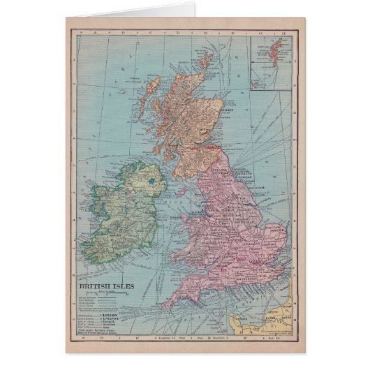 Vintage Map of England Cards (Front)