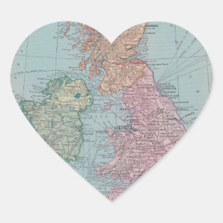 Vintage Map of England Heart Sticker