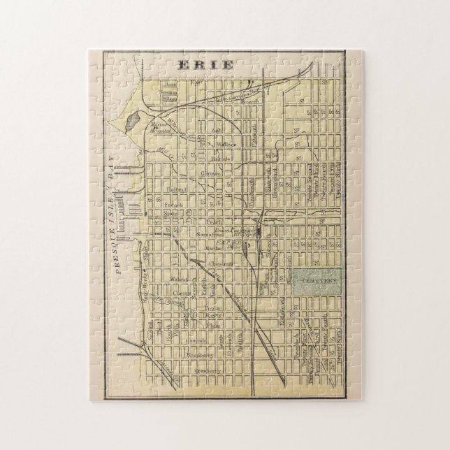 Vintage Map of Erie PA (1890) Jigsaw Puzzle (Vertical)