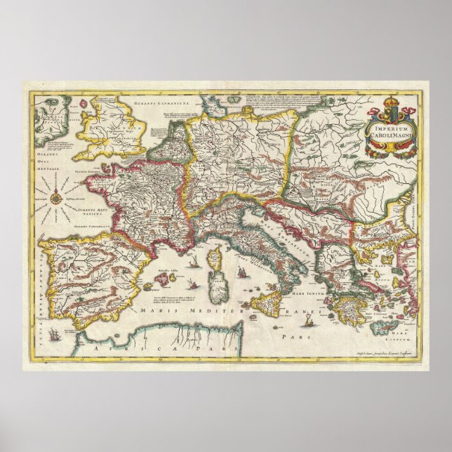 Vintage Map of Europe, 1657 Poster (Front)
