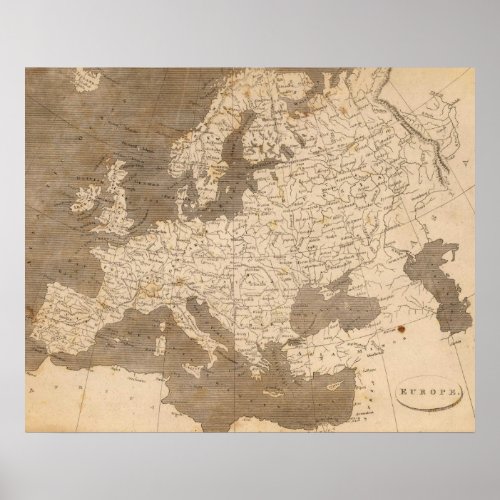 Vintage Map of Europe 1804 Poster