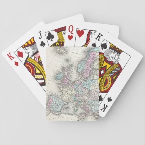 Vintage Map of Europe 1855 Poker Cards