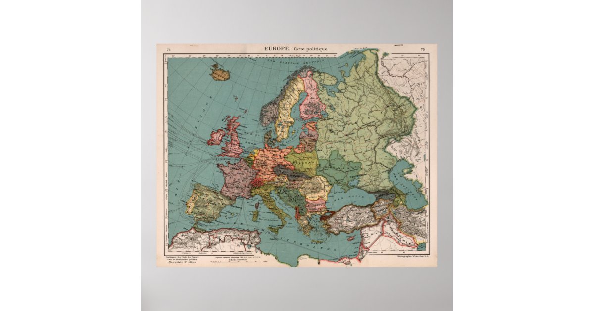 Vintage Map of Europe (1921) Poster | Zazzle
