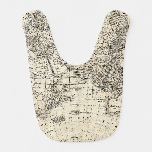 Vintage Map Of Europe and Asia Baby Bib
