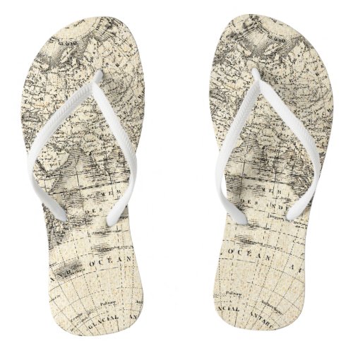 Vintage Map Of Europe and Asia Flip Flops