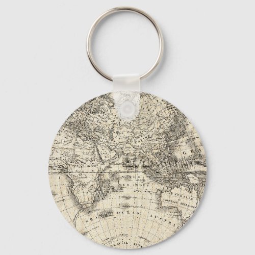 Vintage Map Of Europe and Asia Keychain