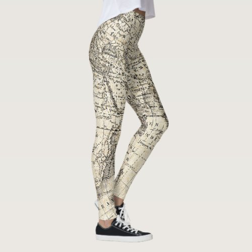 Vintage Map Of Europe and Asia Leggings