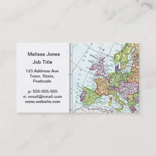 Vintage map of Europe colorful pastels Business Card