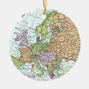 Vintage map of Europe colorful pastels Ceramic Ornament