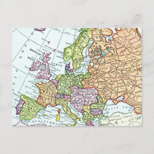 Vintage map of Europe colorful pastels Postcard
