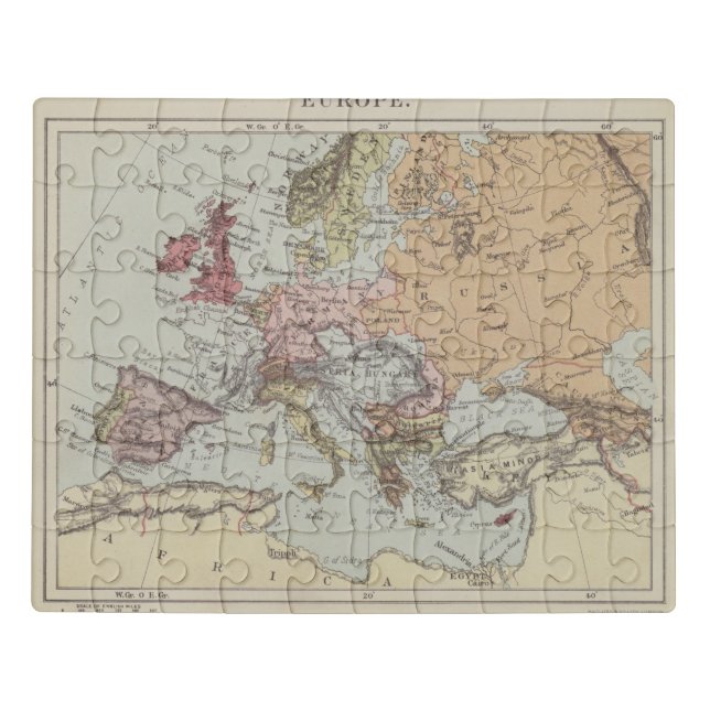 Vintage Map of Europe Jigsaw Puzzle (Puzzle Horizontal)