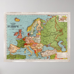 Vintage Map of Europe Poster