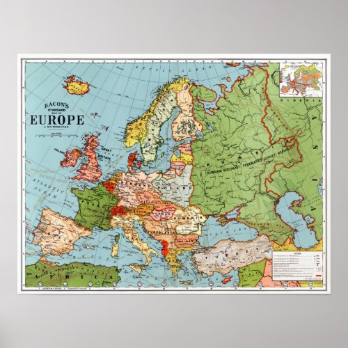 Vintage Map of Europe Poster
