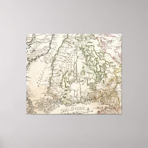 Vintage Map of Finland 1740s Canvas Print