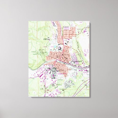 Vintage Map of Flagstaff Arizona 1962 Canvas Print