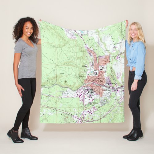 Vintage Map of Flagstaff Arizona 1962 Fleece Blanket