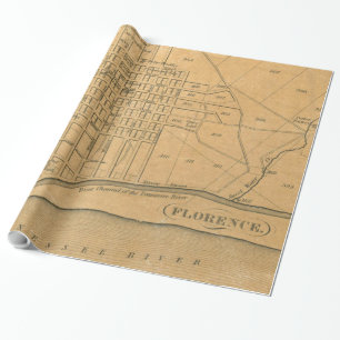 Vintage Map of Florence Alabama (1840) Wrapping Paper