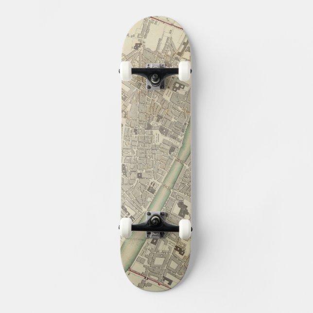 Vintage Map of Florence Italy (1835) Skateboard (Front)
