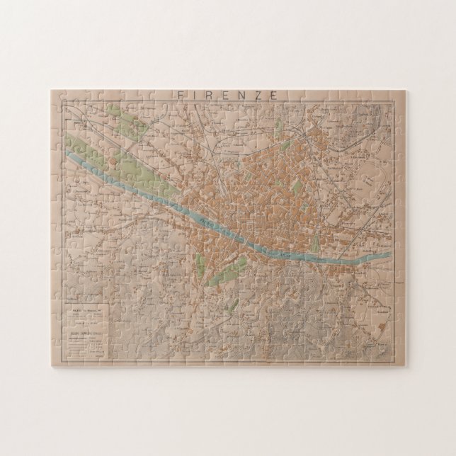 Vintage Map of Florence Italy (1910) Jigsaw Puzzle (Horizontal)