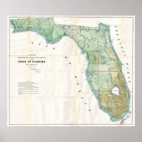 Vintage Map of Florida 1853 Poster
