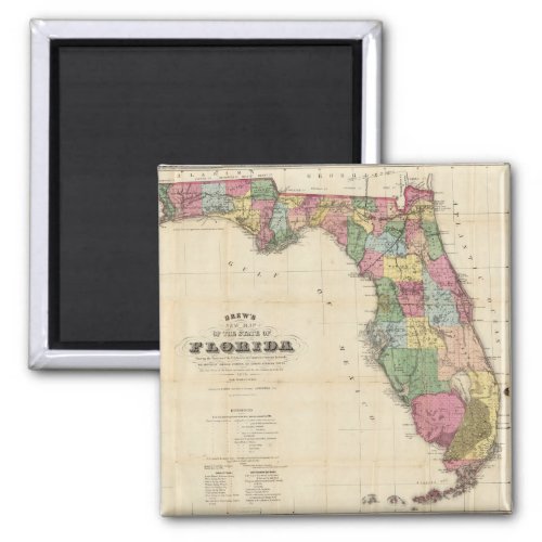 Vintage Map of Florida 1870 Magnet