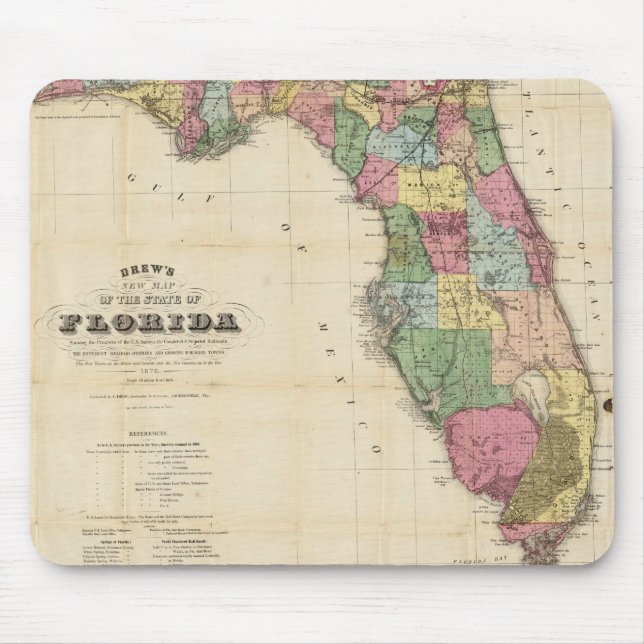 Vintage Map of Florida (1870) Mouse Pad (Front)