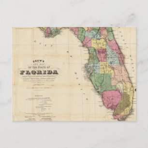 Vintage Map of Florida (1870) Postcard