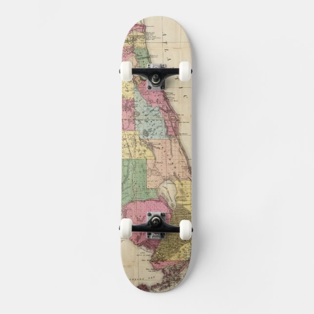 Vintage Map of Florida (1870) Skateboard Deck (Front)
