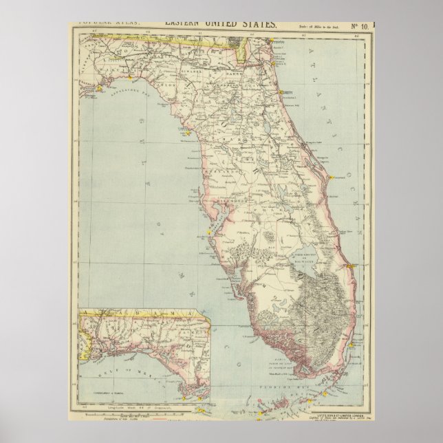 Vintage Map of Florida (1883) 2 Poster (Front)