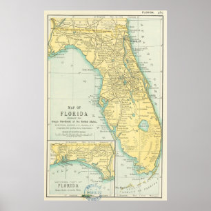 Vintage Map of Florida (1891) Poster