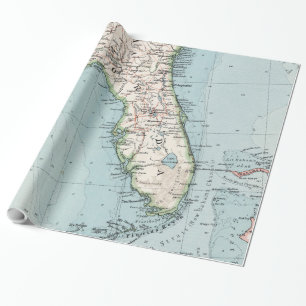 Vintage Map of Florida (1900) Wrapping Paper