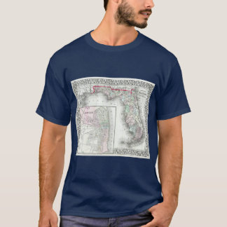 Vintage Map of Florida and Mobile AL 1874 T-Shirt