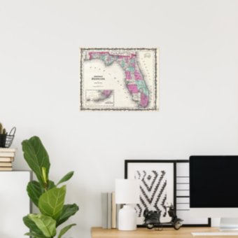 Vintage Map Of Florida Poster | Zazzle