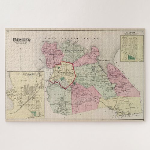 Vintage Map of Flushing Queens 1873 Jigsaw Puzzle
