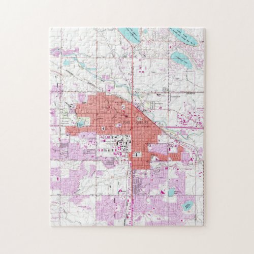 Vintage Map of Fort Collins Colorado 1960 Jigsaw Puzzle