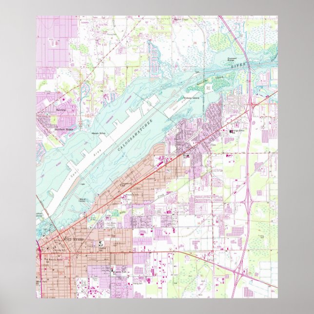 Vintage Map of Fort Myers Florida (1958) Poster (Front)