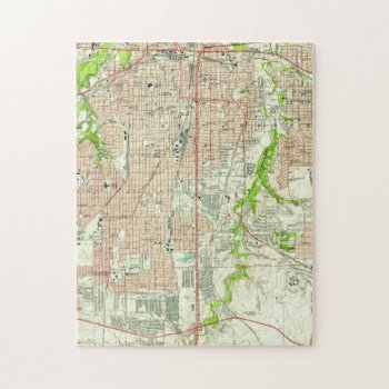 Vintage Map Of Fort Worth Texas (1955) Jigsaw Puzzle by Alleycatshirts at Zazzle