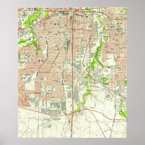 Vintage Map of Fort Worth Texas 1955 Poster